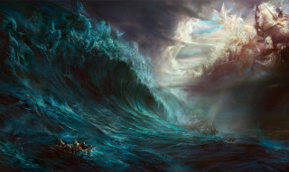 Boat wave ship background foreground - a painting of a boat free wallpaper