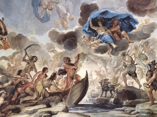 Painting group people sky clouds - renaissance oil painting free wallpaper