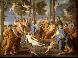 Group people wooded area man - renaissance oil painting free wallpaper