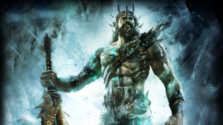 Horned man sword painting ice - ice and snow free wallpaper