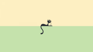 Cat sitting green hill yellow - a black cat free wallpaper