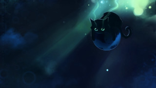 Black cat glowing eyes sky - a black cat free wallpaper