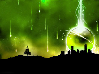 City space aurora moon fireworks - background free wallpaper for desktop