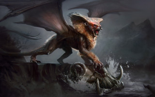 Dragon water body wings spread - huge free wallpaper