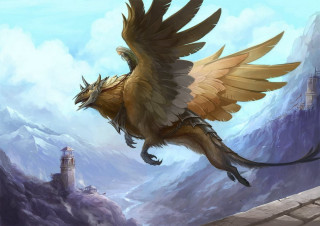Bird flying mountain castle tower - a tower free wallpaper