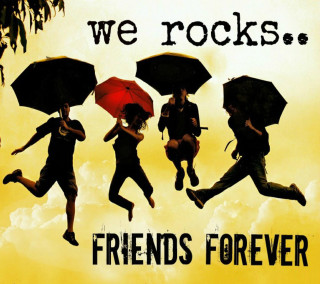 Friends forever jumping people umbrellas - incoherent free wallpaper