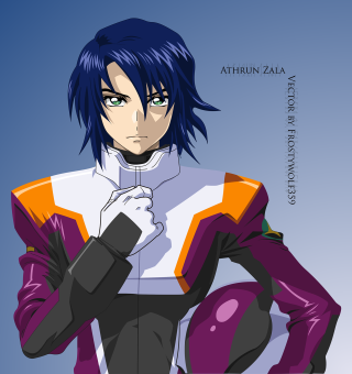 Blue haired purple outfit orange - anime visual free wallpaper