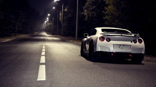 White sports car night road 7 - the side of a road free wallpaper
