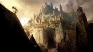Castle horse man painting top - art greg rutkowski free wallpaper