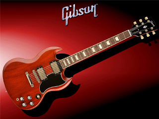 Red guitar black neck gibson - a red guitar free wallpaper