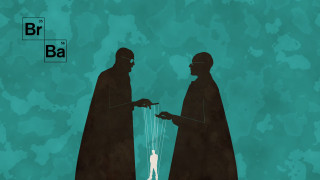 Two men black robes light - les automatiste free wallpaper