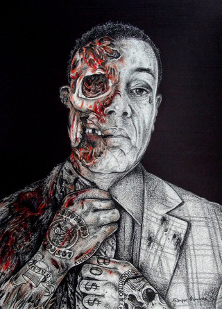Bloody man face hands chest - portrait free wallpaper