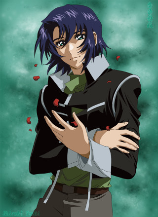 Blue haired man crossed arms - a character portrait free wallpaper