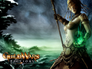Woman green dress holding spear - a spear free wallpaper