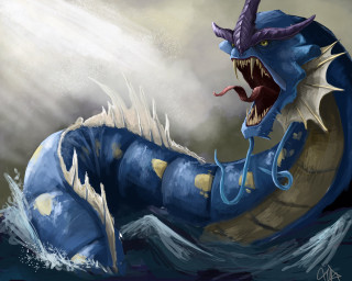 Blue dragon open mouth tongue - its tongue free wallpaper
