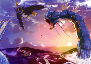 Blue dragon black dragon sunset - anthony s waters free wallpaper