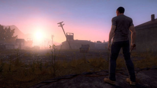 Man road field building sunset - promotional image free wallpaper