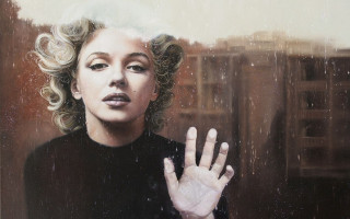 Woman hand window rain face - realistic painting free wallpaper