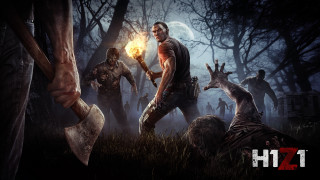 Zombies forest man torch woman - his hand and a woman holding free wallpaper