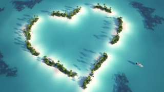 Heart shaped island boat water 4 - the middle free wallpaper