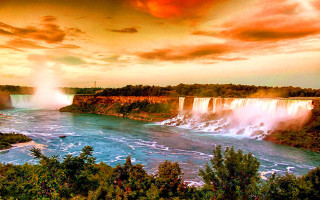 Waterfall river cloudy sky matte 2 - a cloudy sky above free wallpaper