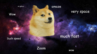 Doge space stars caption 1970s - dom qwek free wallpaper