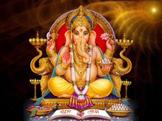 Ganesha book candle art painting - divine free wallpaper