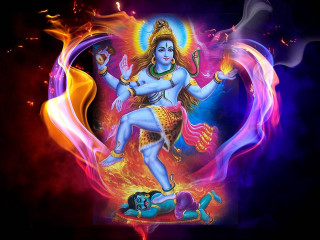 God fire effect man blue - a painting of a god free wallpaper