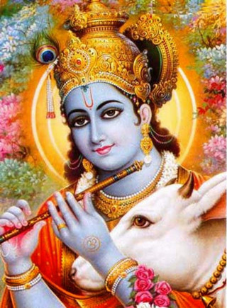 Hindu god goat flute painting - hand free wallpaper