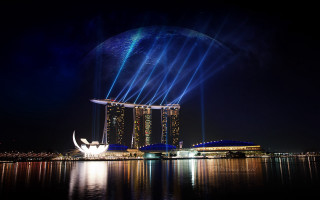 Large building lights side illuminated - free new year wallpaper