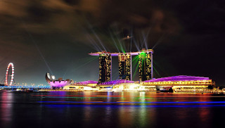 City skyline ferris wheel night 4 - a matte painting free wallpaper