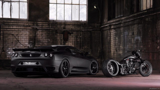 Black car motorcycle brick wall 2 - dom qwek free wallpaper