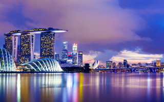 City skyline bridge river night 96 - a bridge and a river in front free wallpaper