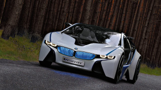 White blue car driving road 2 - matte drawing free wallpaper