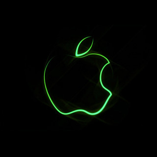 Green apple glowing dark black - holography free wallpaper