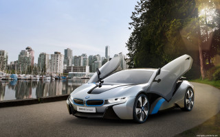 Futuristic car surfboard roof parked - a surfboard free wallpaper