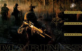 Soldiers woods weapons poster marines - a poster of a group free wallpaper