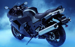Black motorcycle blue background smoke 3 - a black motorcycle free wallpaper