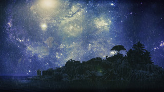 Night sky stars tree island - a night sky free wallpaper