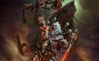 Man sword demon back painting 3 - a painting of a man free wallpaper
