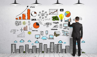 Man suit drawing wall marker - extreme illustration free wallpaper