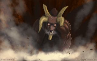 Demonic demon horns smokey area - fan art free wallpaper