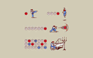 Karate man circles woman blue - 2 d sprite free wallpaper