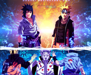 Anime characters fire water background - a manga drawing free wallpaper for desktop