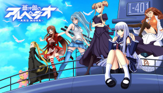 Anime girls boat clock sky 2 - official art free wallpaper for desktop