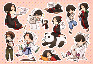 Stickers people animals poses variety - emperor huizong of song free wallpaper