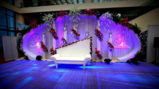 Stage couch curtain lights backdrop - a stage free wallpaper