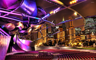 City concert purple light seats - a view of a city free wallpaper