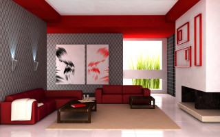 Living room red couch painting 2 - a red couch free wallpaper