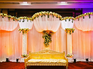 Bed white curtain covered wall - a cross free wallpaper